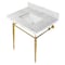 Fauceture KVPB3022M8SQ7 30" Console Sink with Brass Legs (8-Inch, 3 Hole), Marble White/Brushed Brass KVPB3022M8SQ7 - alternate 1